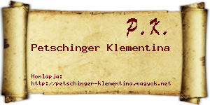 Petschinger Klementina névjegykártya